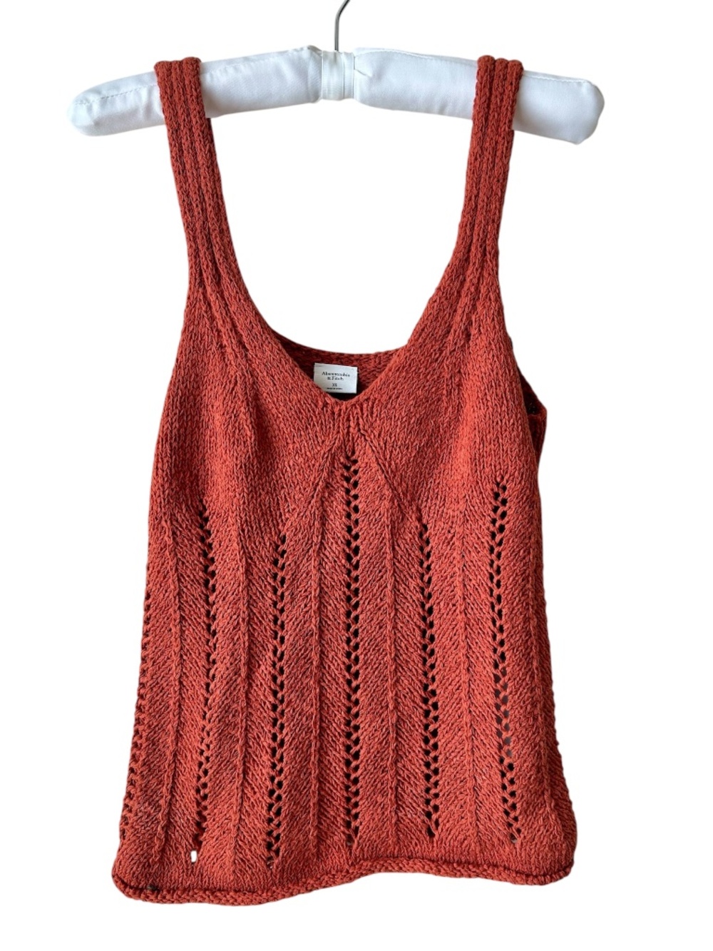 Abercrombie & Fitch Tank Top Burnt Orange Rustic Crochet Vneck Sweater XS